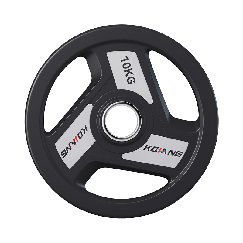 leyu.乐鱼杠铃片50mm毫米大口径加重训练健身器材包胶铸铁商用杠铃片 10kg