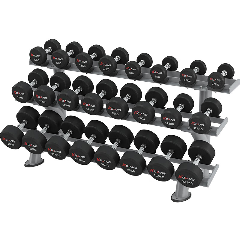 leyu.乐鱼家用商用十二付PEV哑铃套装含哑铃架健身器材YL-P390